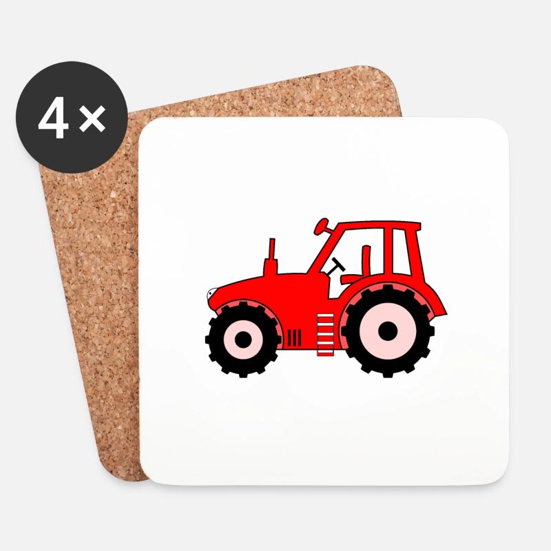 Traktor rot - Untersetzer (4er-Set) - Weiß