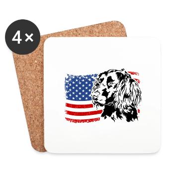 Caille Allemande Chien US Amérique Drapeau Wilsigns - Dessous de verre (lot de 4) - blanc - Devant