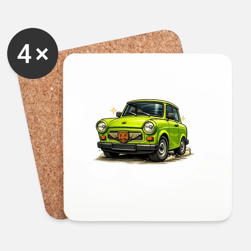 Vintage Limetten Auto Illustration - Untersetzer (4er-Set) - Weiß
