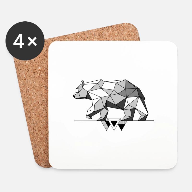 Schattierter Bär - Untersetzer (4er-Set) - Weiß