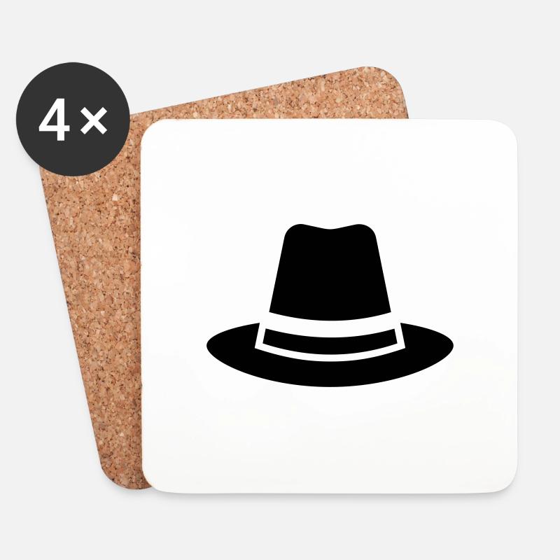 Hat - Coasters (set of 4) - white
