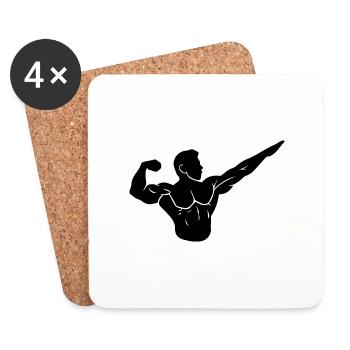 Bodybuilding - Untersetzer (4er-Set) - Weiß - Vorne
