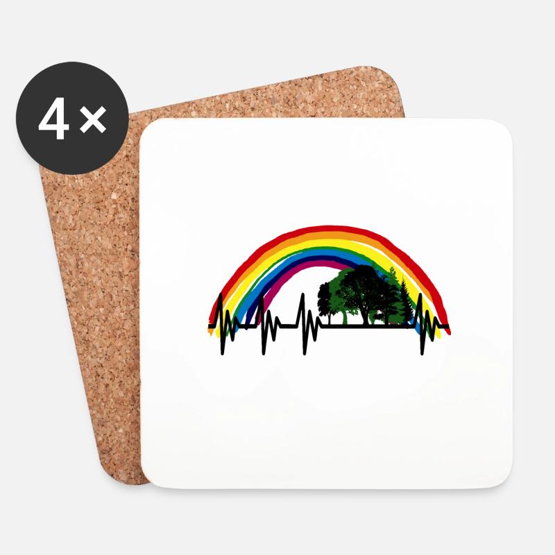 WALD HERZSCHLAG HAMBI REGENBOGEN - Untersetzer (4er-Set) - Weiß
