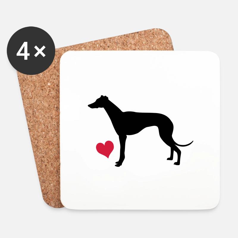 Windhund - Untersetzer (4er-Set) - Weiß
