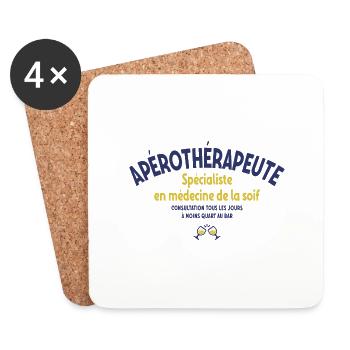 APEROTHERAPEUTE HUMOUR APÉRO - Dessous de verre (lot de 4) - blanc - Devant