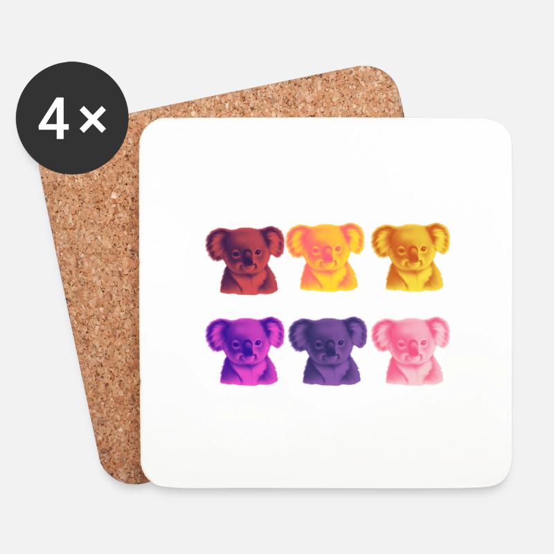 Koala Pop Art Geschenkidee süß niedlich - Untersetzer (4er-Set) - Weiß