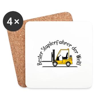 Staplerfahrer gelb beste Staplerfahrer der Welt - Untersetzer (4er-Set) - Weiß - Vorne