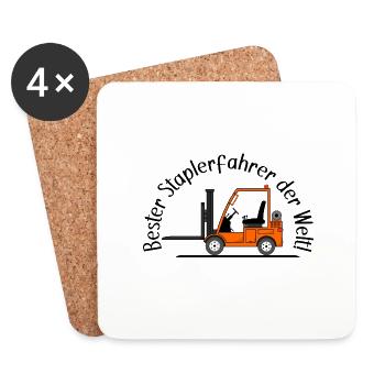 Staplerfahrer orange beste Staplerfahrer der Welt - Untersetzer (4er-Set) - Weiß - Vorne