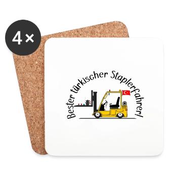 Staplerfahrer bester türkischer Staplerfahrer - Untersetzer (4er-Set) - Weiß - Vorne