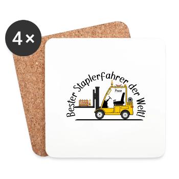 Staplerfahrer Bier Wurst beste Staplerfahrer - Untersetzer (4er-Set) - Weiß - Vorne