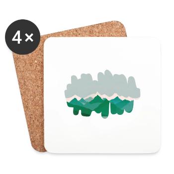 Montagnes forestières dans la brume matinale - Dessous de verre (lot de 4) - blanc - Devant