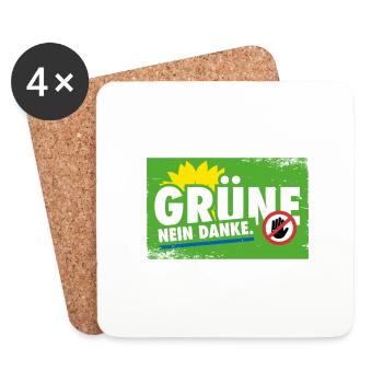 Grüne - Nein Danke. - Untersetzer (4er-Set) - Weiß - Vorne