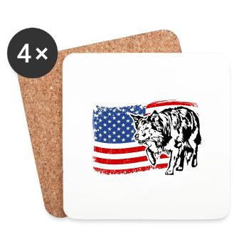 Border Collie US Amérique Drapeau Chiens Chien Wilsigns - Dessous de verre (lot de 4) - blanc - Devant