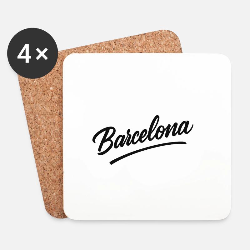 Barcelona Script with Arc Line - Coasters (set of 4) - white