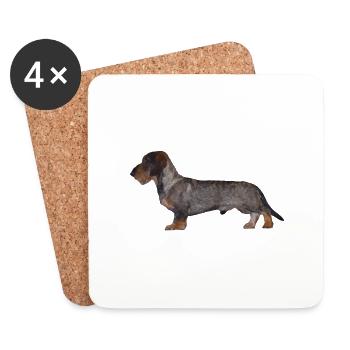 Idée cadeau teckel teckel poilu - Dessous de verre (lot de 4) - blanc - Devant