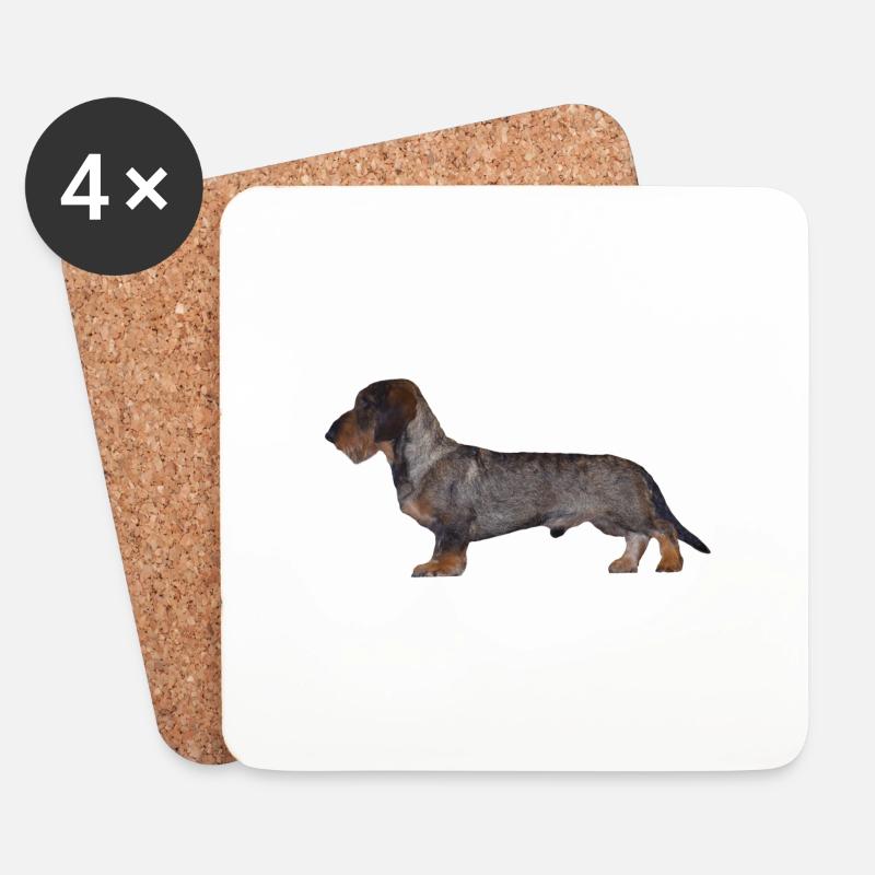 Dackel Rauhaar Dachshund Jagdhund Geschenkidee - Untersetzer (4er-Set) - Weiß