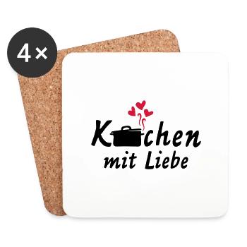 kochen liebe hobbykoch freude spass topf koch herz - Untersetzer (4er-Set) - Weiß - Vorne