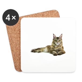 Maine Coon Katze - Untersetzer (4er-Set) - Weiß - Vorne