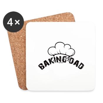 Der backende Papa - Papa backt Brot - Untersetzer (4er-Set) - Weiß - Vorne