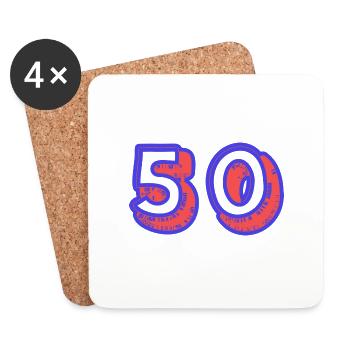 50. 50 ANS. 50e ANNIVERSAIRE. ANNIVERSAIRE 50 ANS. - Dessous de verre (lot de 4) - blanc - Devant