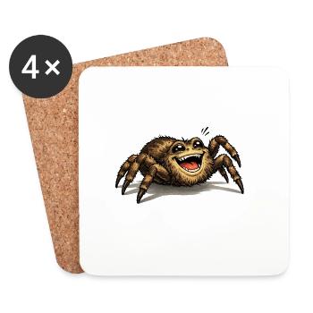 Araignée rieuse – Motif animal ludique - Dessous de verre (lot de 4) - blanc - Devant