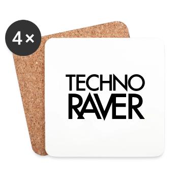 Geschenk für Techno Raver - Untersetzer (4er-Set) - Weiß - Vorne