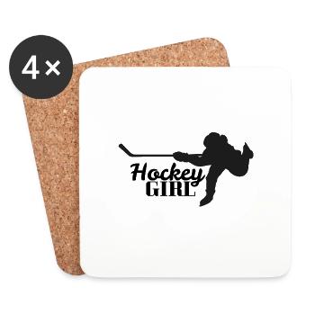 fille de hockey - Dessous de verre (lot de 4) - blanc - Devant