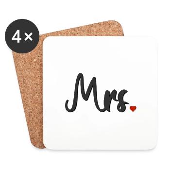 Idée cadeau Monsieur et Madame pour les couples mariés - Dessous de verre (lot de 4) - blanc - Devant