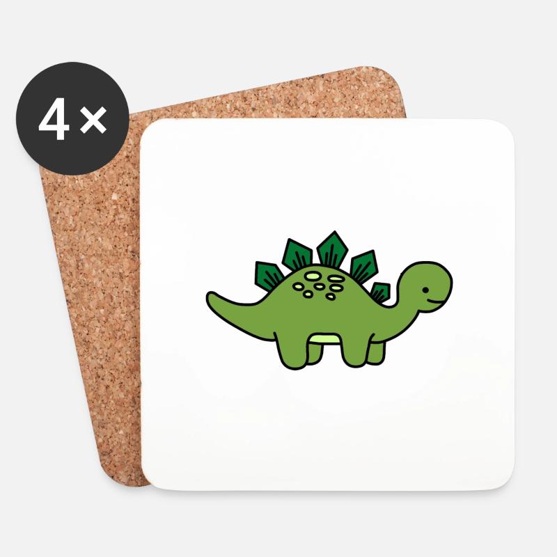 Dino Kind Stegosaurus - Untersetzer (4er-Set) - Weiß