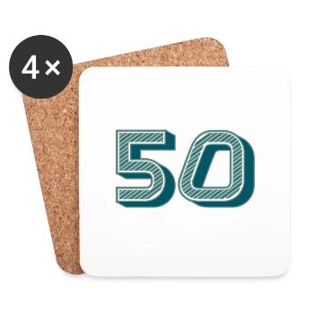 50. 50 ANS. 50e ANNIVERSAIRE. ANNIVERSAIRE 50 ANS. - Dessous de verre (lot de 4) - blanc - Devant