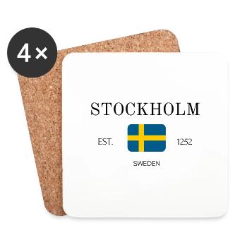 Stockholm - Sweden - Vacation - Travel - Coasters (set of 4) - white - Front