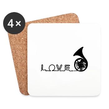 Horn Amour * Love Horn * Waldhorn * I love music - Dessous de verre (lot de 4) - blanc - Devant
