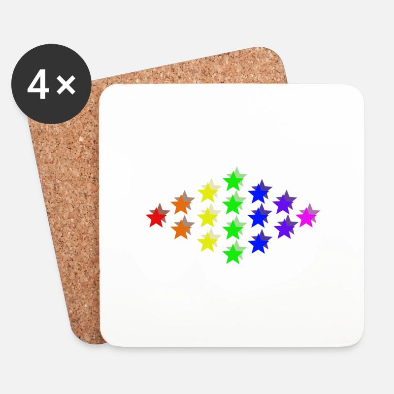 Sterne bunt Regenbogen Geschenkidee - Untersetzer (4er-Set) - Weiß