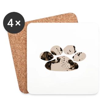 Le chien et le papillon - Dessous de verre (lot de 4) - blanc - Devant