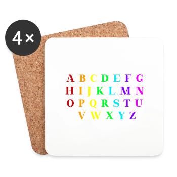 ABC Alphabet idée cadeau arc-en-ciel école élémentaire - Dessous de verre (lot de 4) - blanc - Devant