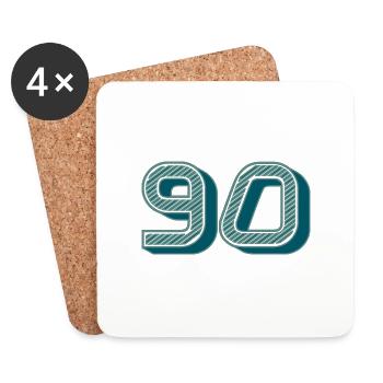 90. 90 ANS. 90e ANNIVERSAIRE. ANNIVERSAIRE 90 ANS. - Dessous de verre (lot de 4) - blanc - Devant