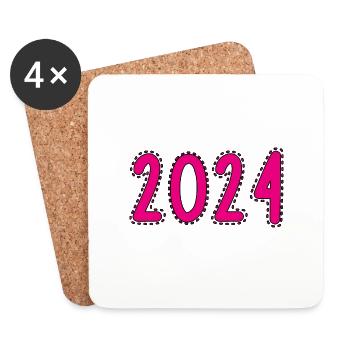 2024. BONNE ANNEE. SAINT SYLVESTRE. NOUVELLE ANNÉE - Dessous de verre (lot de 4) - blanc - Devant