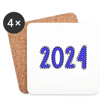 2024. BONNE ANNEE. SAINT SYLVESTRE. NOUVELLE ANNÉE - Dessous de verre (lot de 4) - blanc - Devant