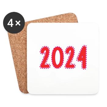2024. YEAR. HAPPY NEW YEAR. NEW YEAR'S EVE - Coasters (set of 4) - white - Front