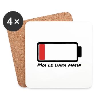 Lundi matin – batterie à plat - Dessous de verre (lot de 4) - blanc - Devant