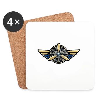 Vintage Fliegerpropeller Emblem - Untersetzer (4er-Set) - Weiß - Vorne