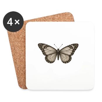 GEEKLEY – Bestiarium – Schmetterling - Untersetzer (4er-Set) - Weiß - Vorne