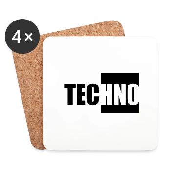 Techno - Untersetzer (4er-Set) - Weiß - Vorne