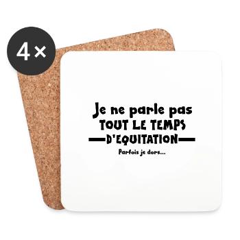 je ne parle pas que d equitation - Dessous de verre (lot de 4) - blanc - Devant