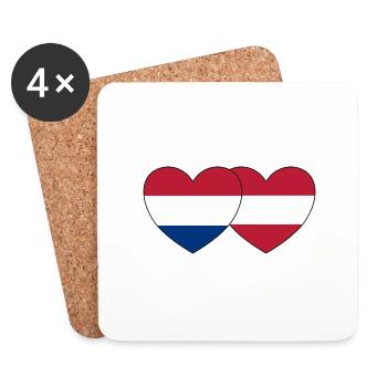 Holland Austria Flag Heart - Coasters (set of 4) - white - Front