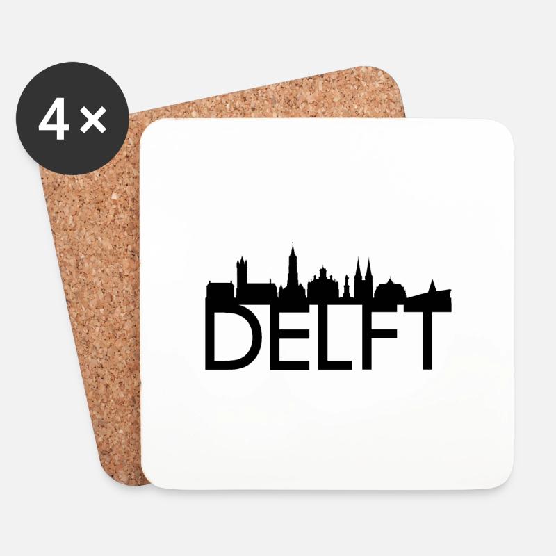 Delft Niederlande Skyline Geschenk Idee - Untersetzer (4er-Set) - Weiß