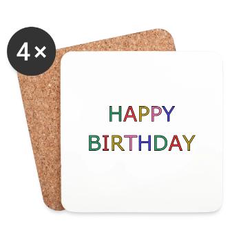 HAPPY BIRTHDAY - Dessous de verre (lot de 4) - blanc - Devant