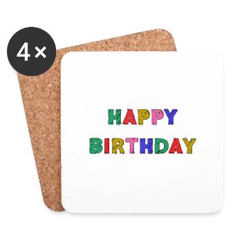 JAHRESTAG. ALLES GUTE ZUM GEBURTSTAG. ALLES GUTE ZUM GEBURTSTAG. - Untersetzer (4er-Set) - Weiß - Vorne