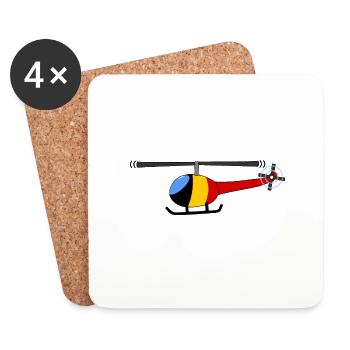 Helicopter Belgium Flag Children - Coasters (set of 4) - white - Front