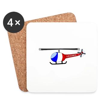 Hélicoptère France Flag Enfants - Dessous de verre (lot de 4) - blanc - Devant